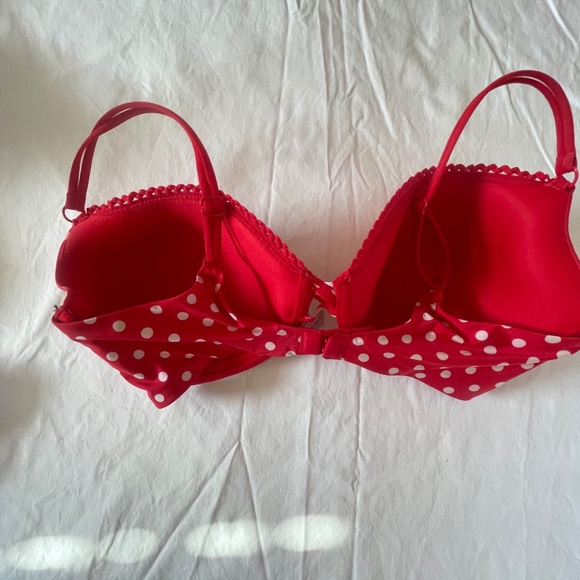 Victoria's Secret Demi Bra Sz 34DD Red Polka Dot - Picture 4 of 6